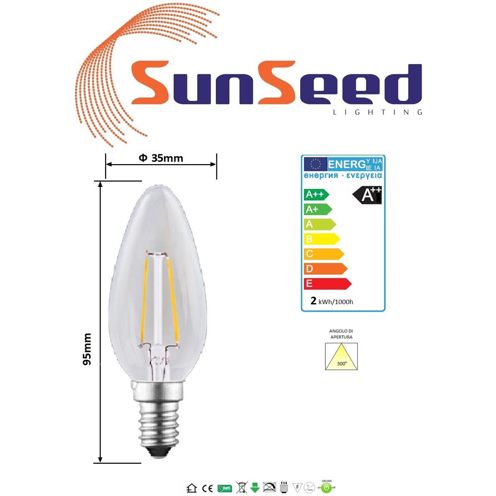 E14 2W, Lampada Candela C35 A Filamento Led, Luce Calda 2700K, 180 Lumen - Foto 4