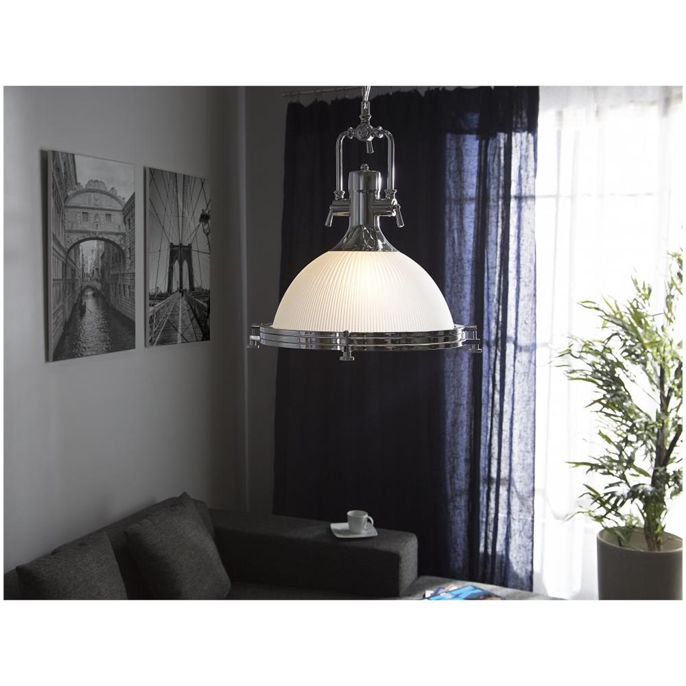 Lampadario In Vetro E Metallo Cromato Ebron - Foto 2