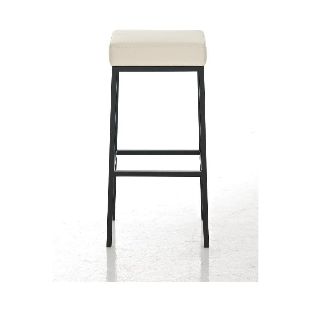 Sgabello Bar Montreal Imbottito In Similpelle I Sgabello Panchetto Design Cucina Bar I Sgabello Bancone Alt. 80 CM Crema Metallo Nero - Foto 2