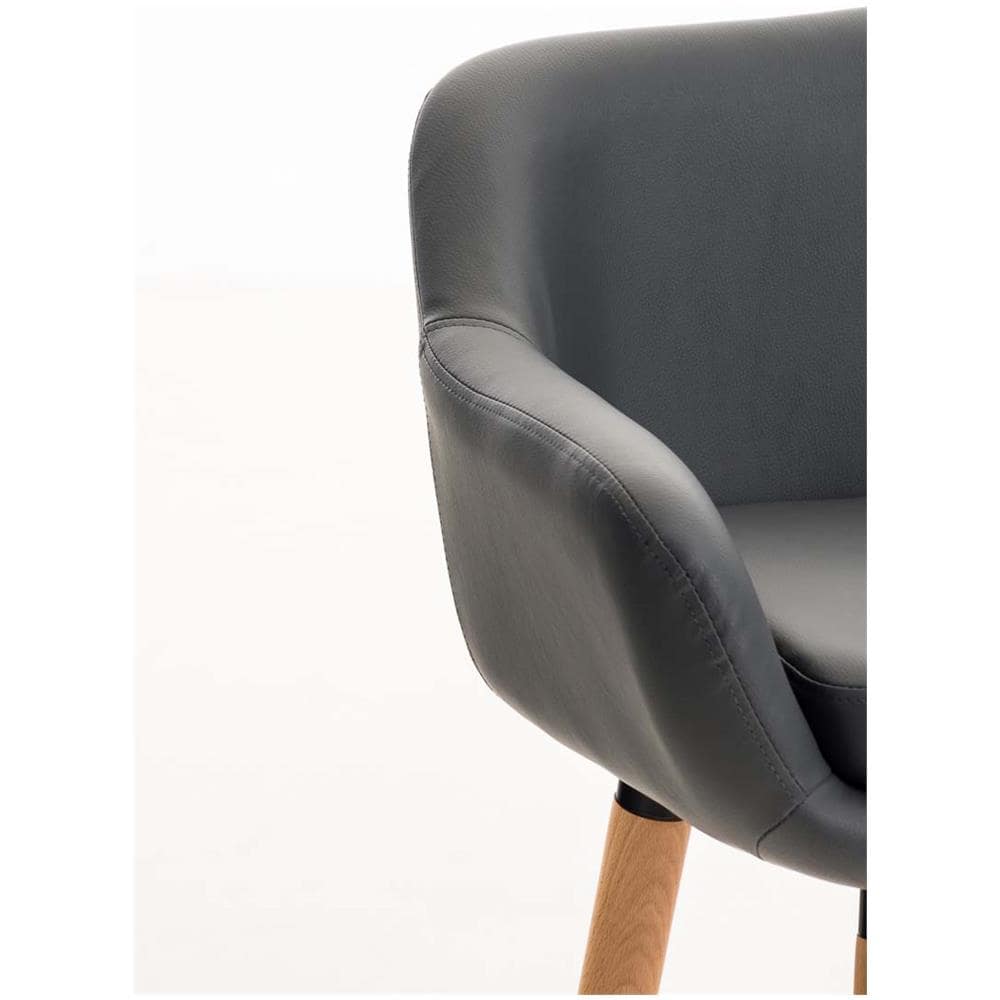 Set 2 Sgabelli Bar Grant in Similpelle e Legno di Faggio Seduta Rimovibile - Coppia Sgabelli Alti Cucina con Schienale e Braccioli, H 79 Grigio - Foto 4