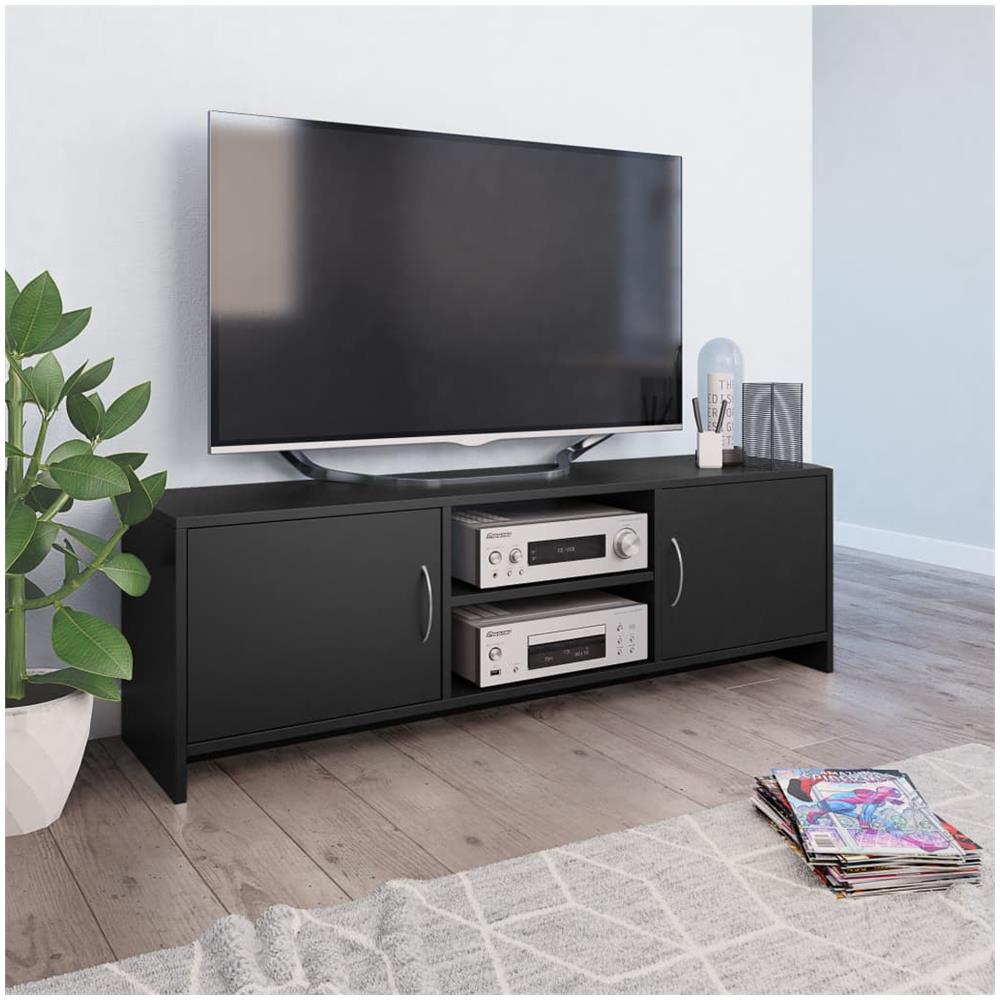 Mobile TV In Truciolato 80x34x30 Cm - 3 Cassetti, Nero - Foto 7