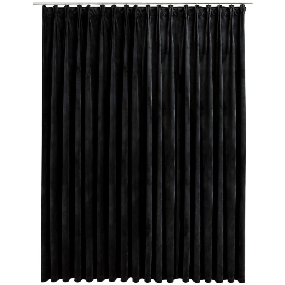 Tenda Oscurante Con Ganci Nera In Velluto 290x245 Cm - Foto 2