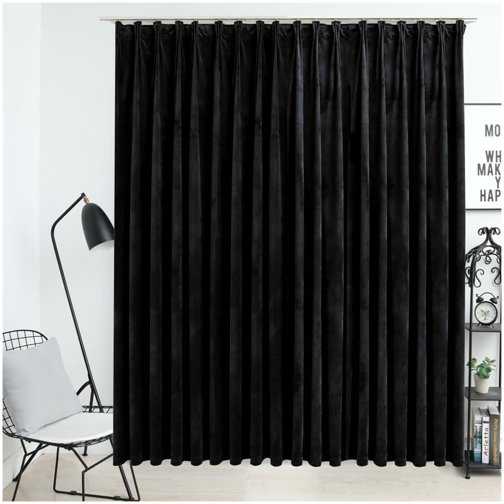 Tenda Oscurante Con Ganci Nera In Velluto 290x245 Cm - Foto 1