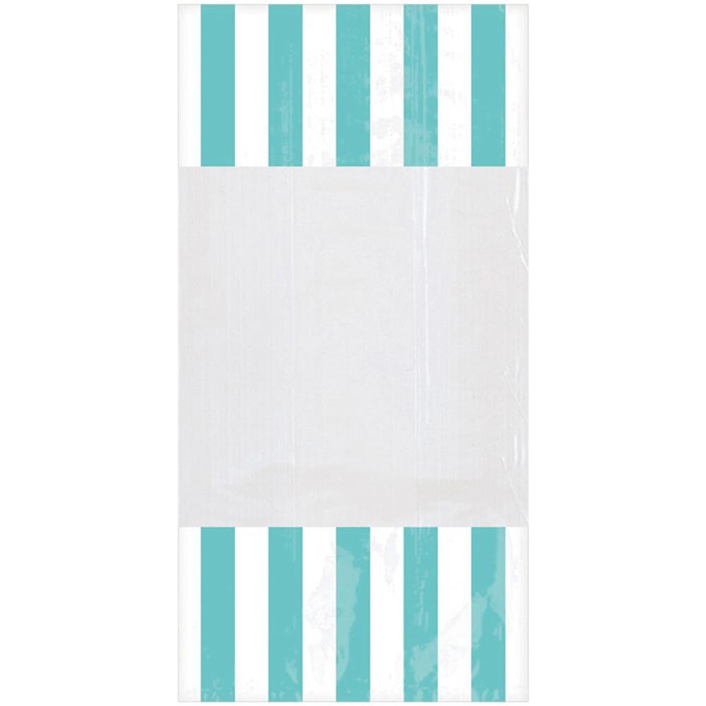Amscan - 10 Sacchetti Di Plastica A Righe Menta 25 X 13 Cm - Foto 1