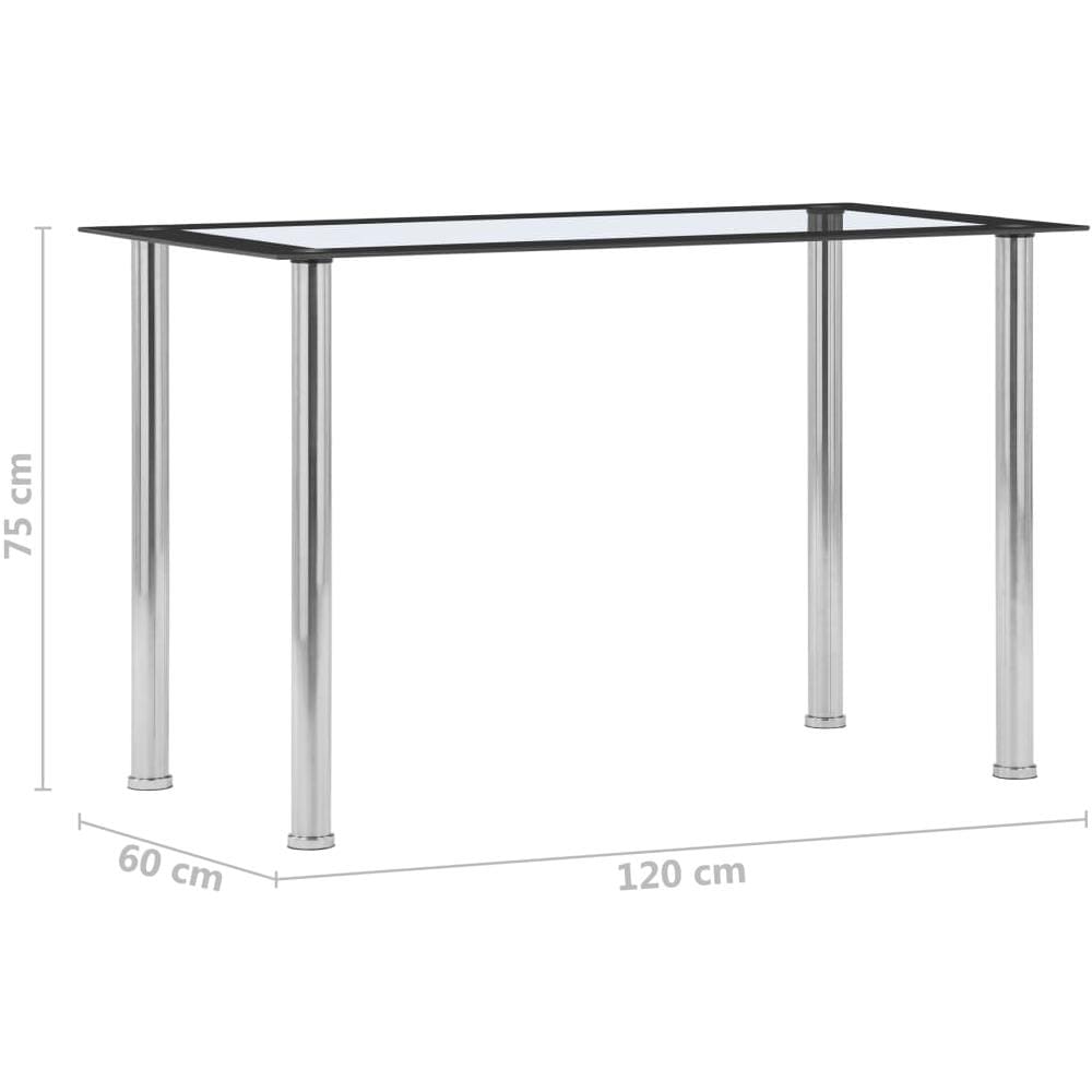 Tavolo Da Pranzo Nero E Trasparente 120x60x75cm Vetro Temperato - Foto 5