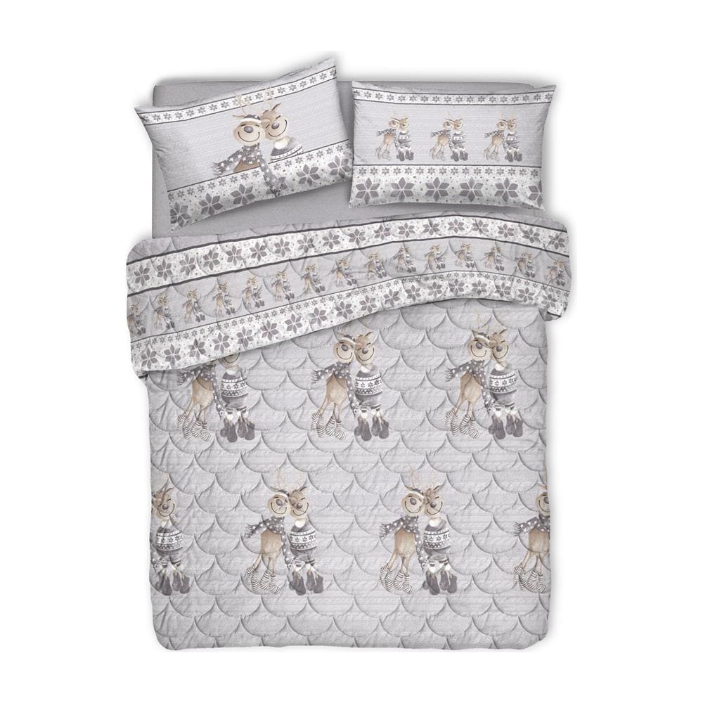 Trapunta Piumone Invernale Linea Pensieri Delicati Disegno Renna Grigio Matrimoniale Grigio - Foto 1