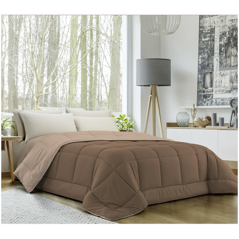 Trapunta Invernale In Ecopiuma Double Face Super Soft - Matrimoniale 260x260 Cm Beige / marrone Chiaro - Foto 1