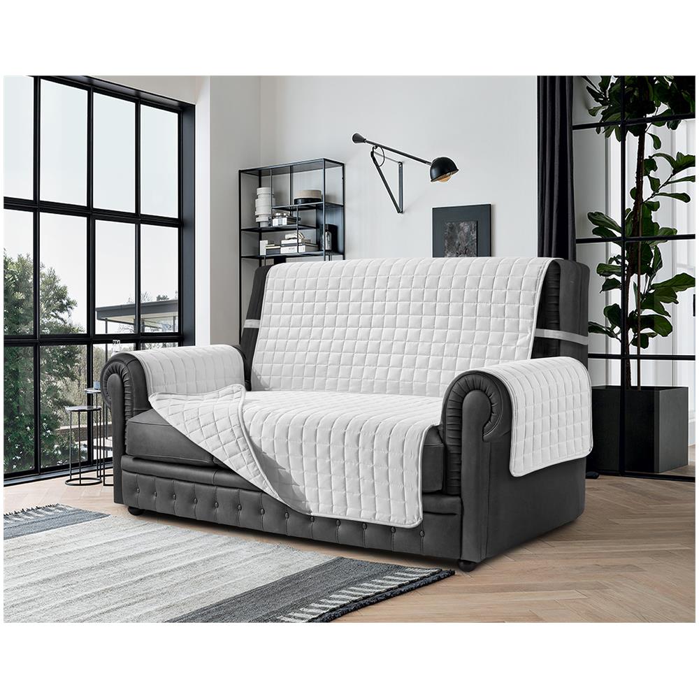 Copridivano Antimacchia - Salvadivano Trapuntato Double Face - 4 Posti Per Seduta Da 230 A 255 Cm - Bianco / bianco - Foto 1