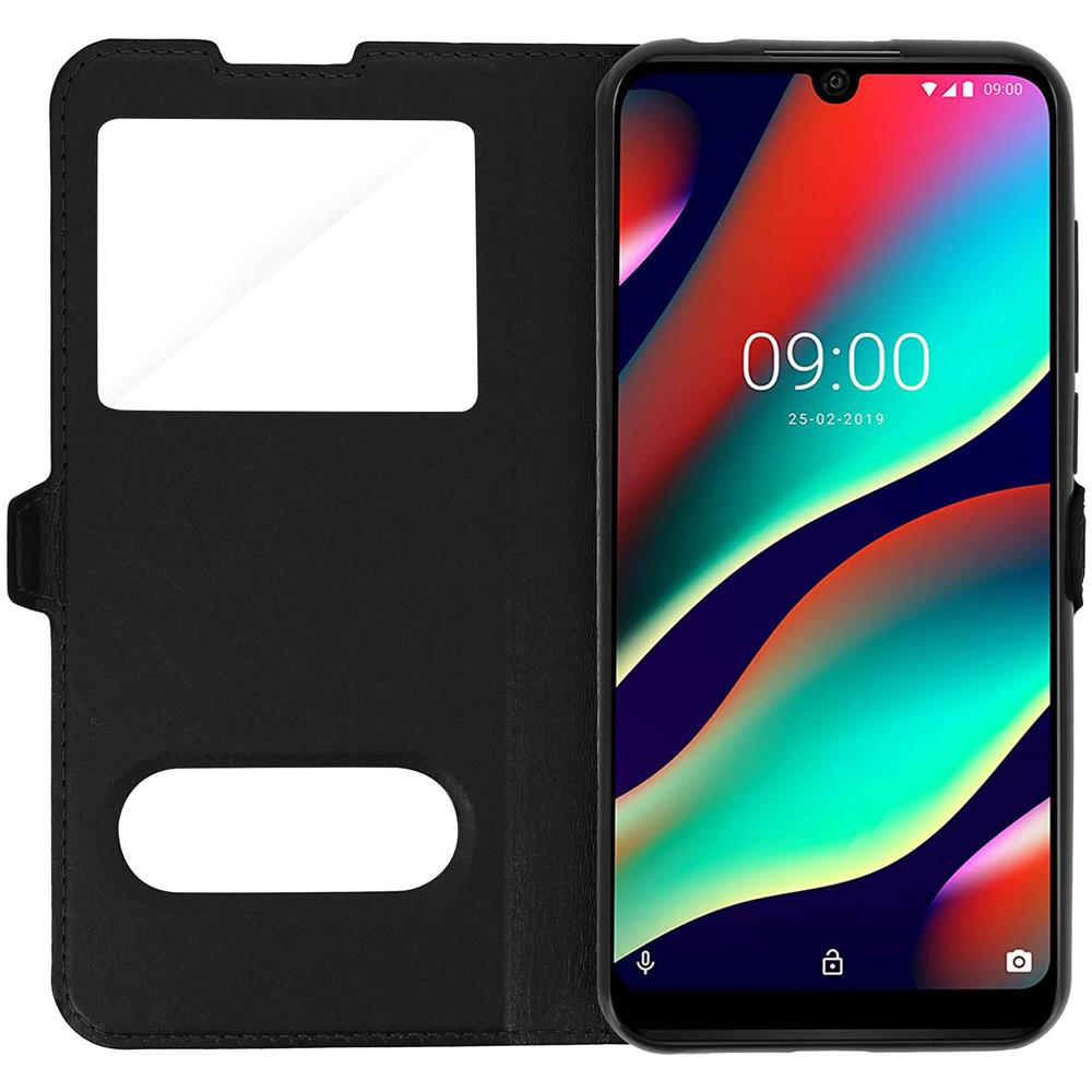 Custodia Wiko View 3 Pro Sportellino 2x Finestre Cover Silicone - Nero - Foto 2