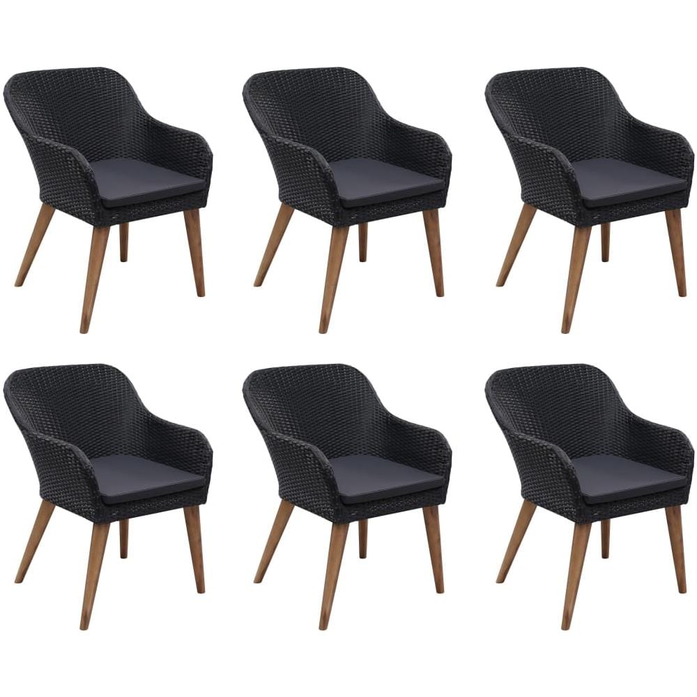 Set Da Pranzo Da Giardino 7 Pz In Polyrattan Nero - Foto 2