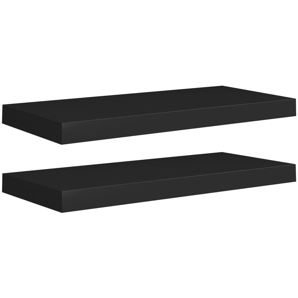 Scaffali A Parete 2 Pz Neri 60x23,5x3,8 Cm In Mdf - Foto 1