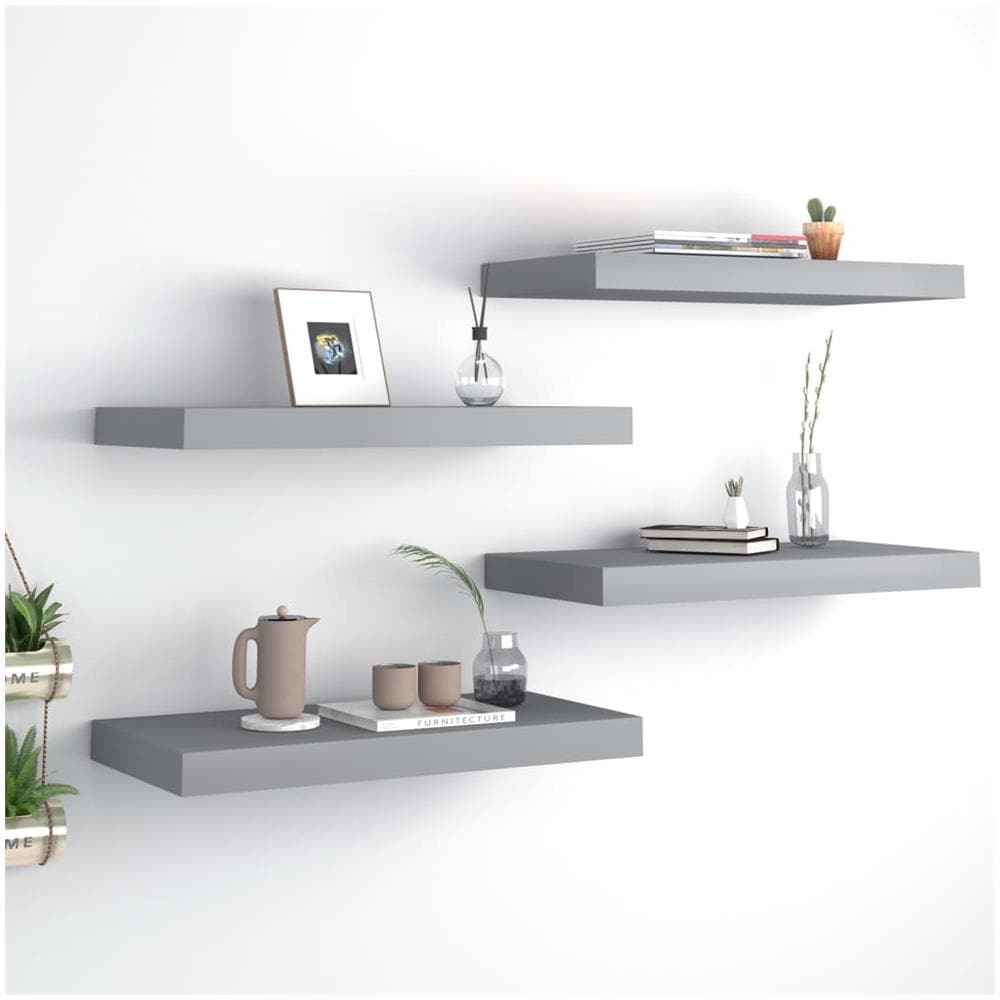Scaffali A Parete 4 Pz Grigi 50x23x3,8 Cm In Mdf - Foto 1