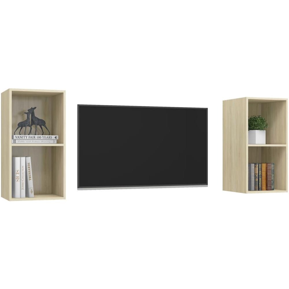 Mobile TV a Parete 2 pz Rovere Sonoma in Truciolato - Foto 4