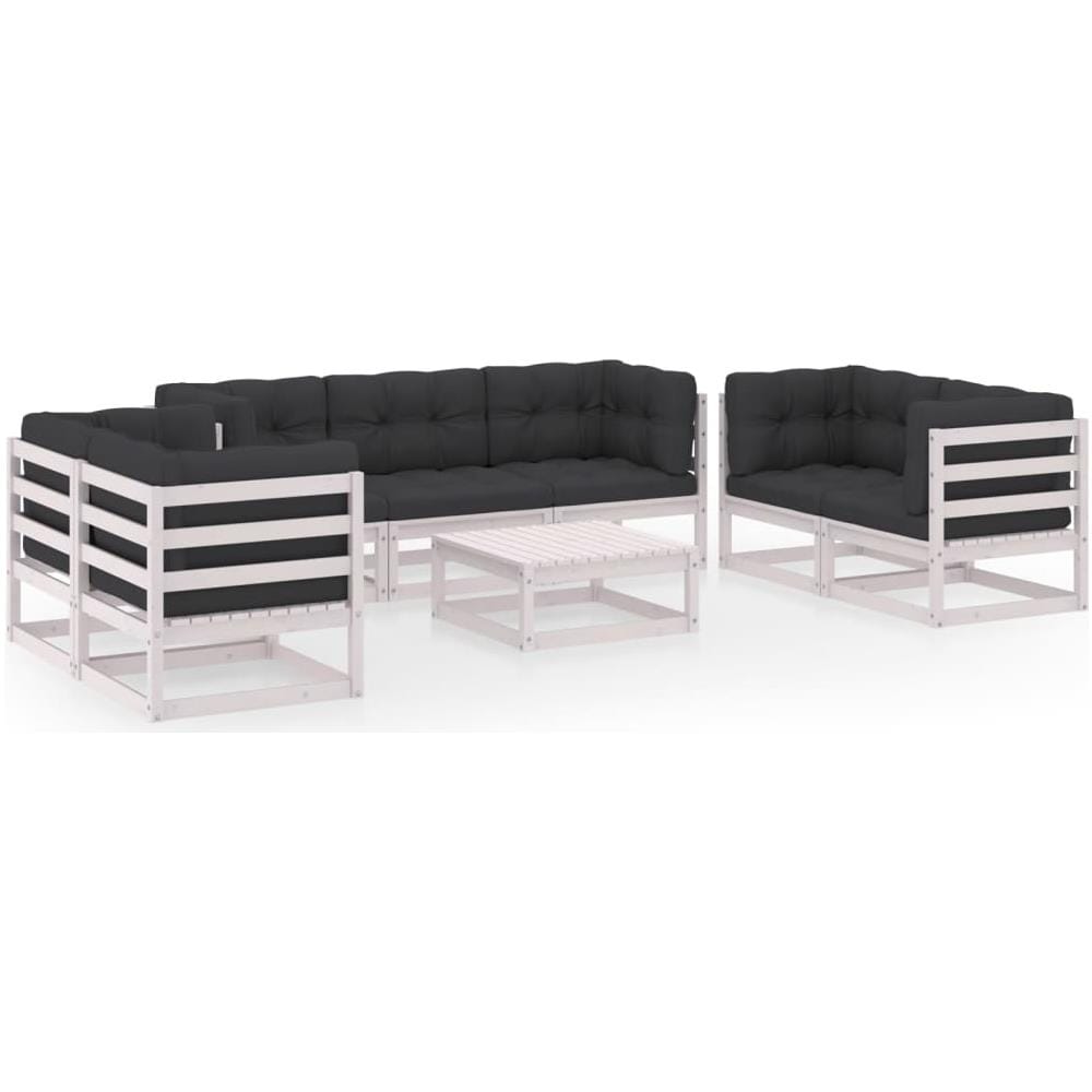 Set Divani Da Giardino 8 Pz Con Cuscini Legno Massello Di Pino - Foto 1