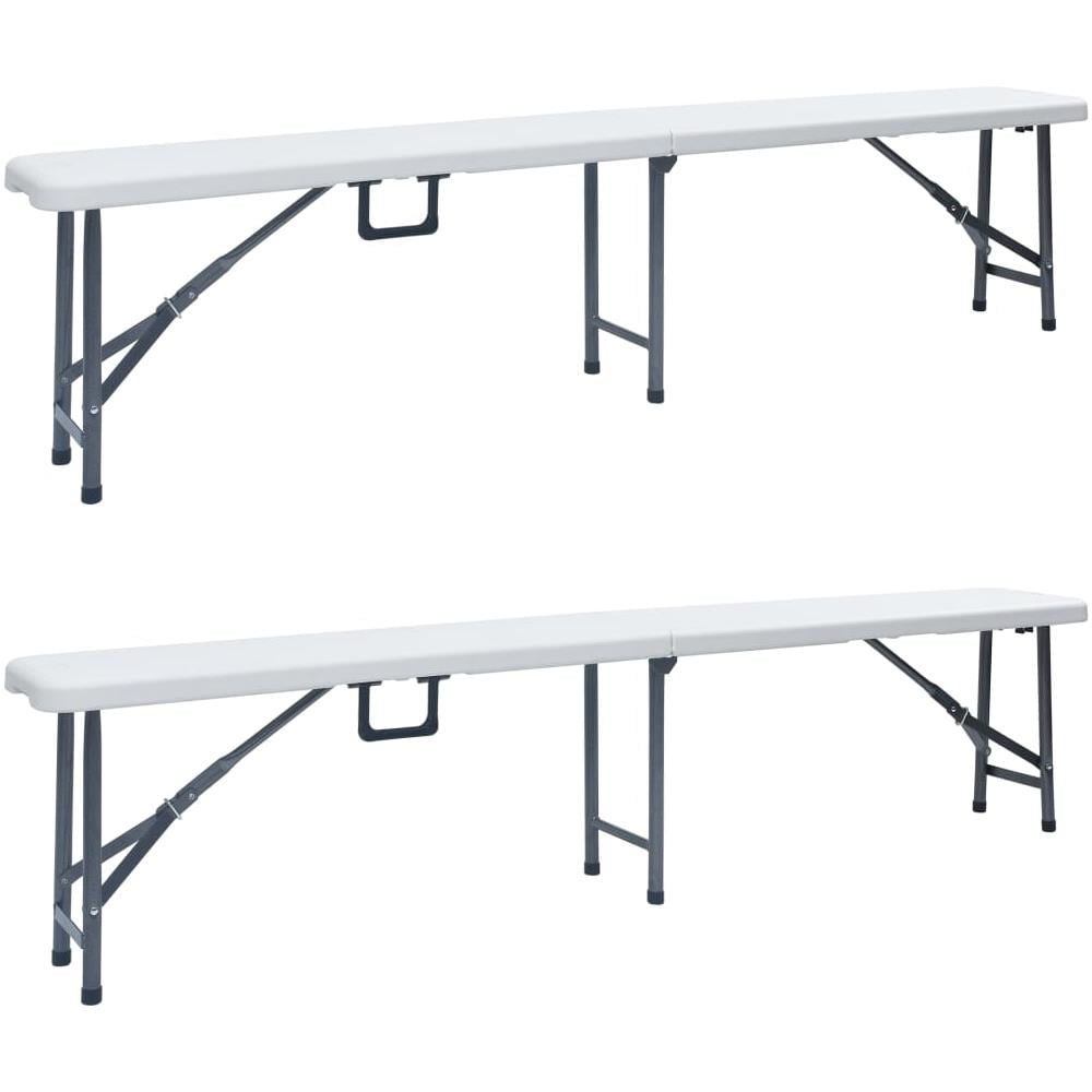 Panchine da Giardino Pieghevoli 2 pz 180 cm in HDPE Bianche - Foto 1