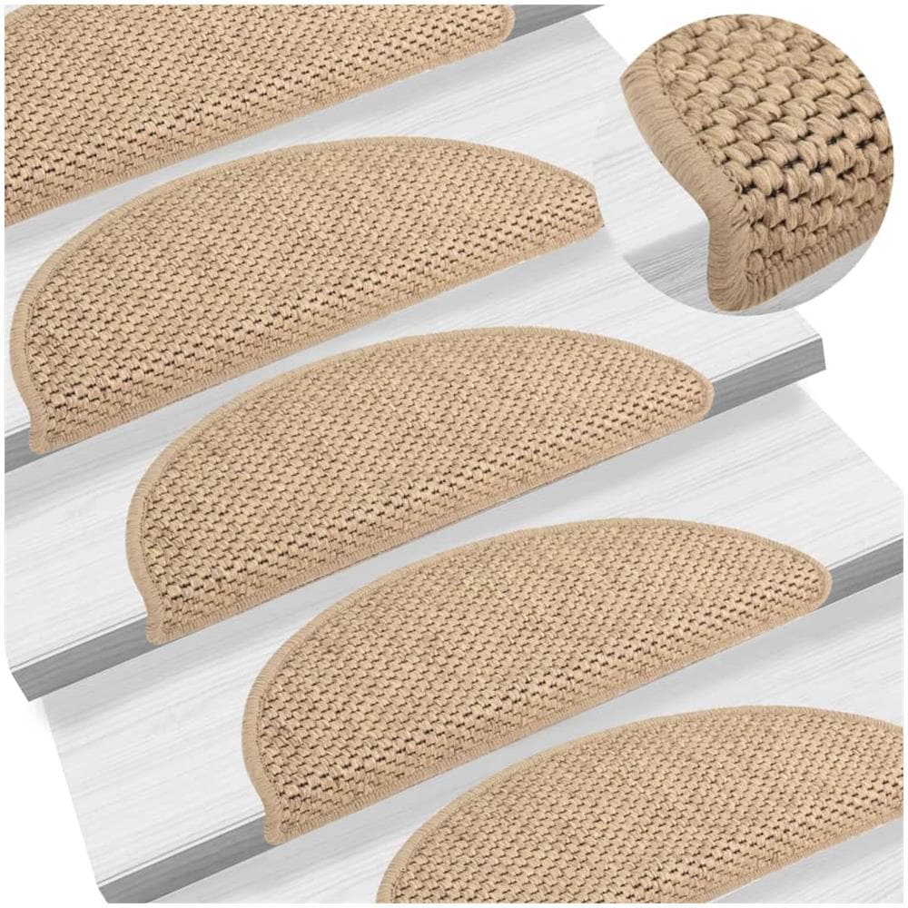 Tappeti Autoadesivi Scale Aspetto Sisal 15 pz 56x17x3 cm Sabbia - Foto 1