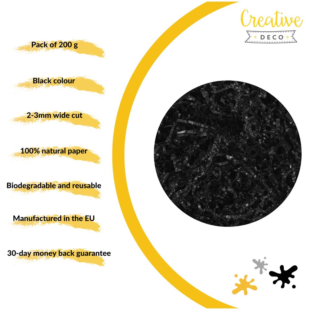 200g Nero Carta Tagliuzzato Carta Kraft | Sostituzione Della Lana Di Legno | Materiale Da Imballaggio Per Regalo Di Natale A Strisce | Viene In Borsa Blu - Foto 2