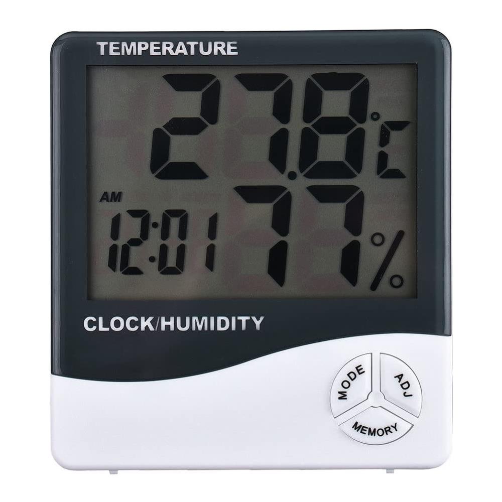 Termometro Igrometro Orologio Digitale Data Con Display Lcd 12/24 Ore Allarme - Foto 1
