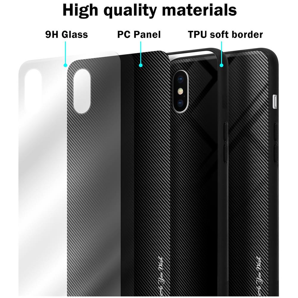 Cadorabo Custodia Compatibile Con Apple Iphone Xs Max - Ottica A Strisce In Opale Nero - Coperchio Protettivo In Vetro Temperato E Silicone Tpu - Foto 7