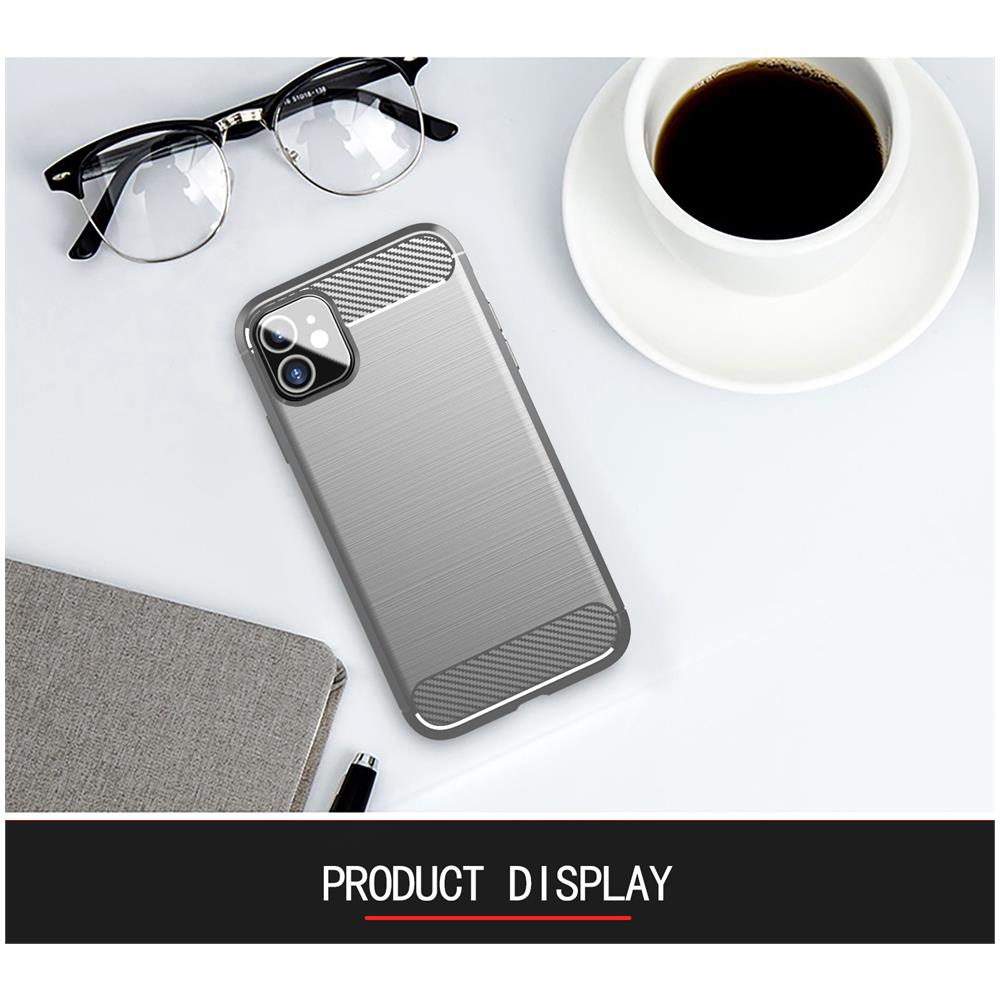 Custodia Compatibile Con Apple Iphone 11 In Brusched Grigio - Coperchio Protettivo In Silicone Tpu Flessibile In Look Acciaio Inossidabile-fibra Di Carbonio - Foto 7