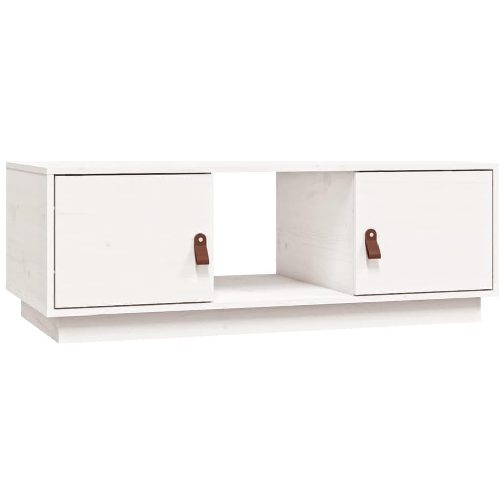 Tavolino Da Salotto Bianco 100x50x35 Cm Legno Massello Di Pino - Foto 2