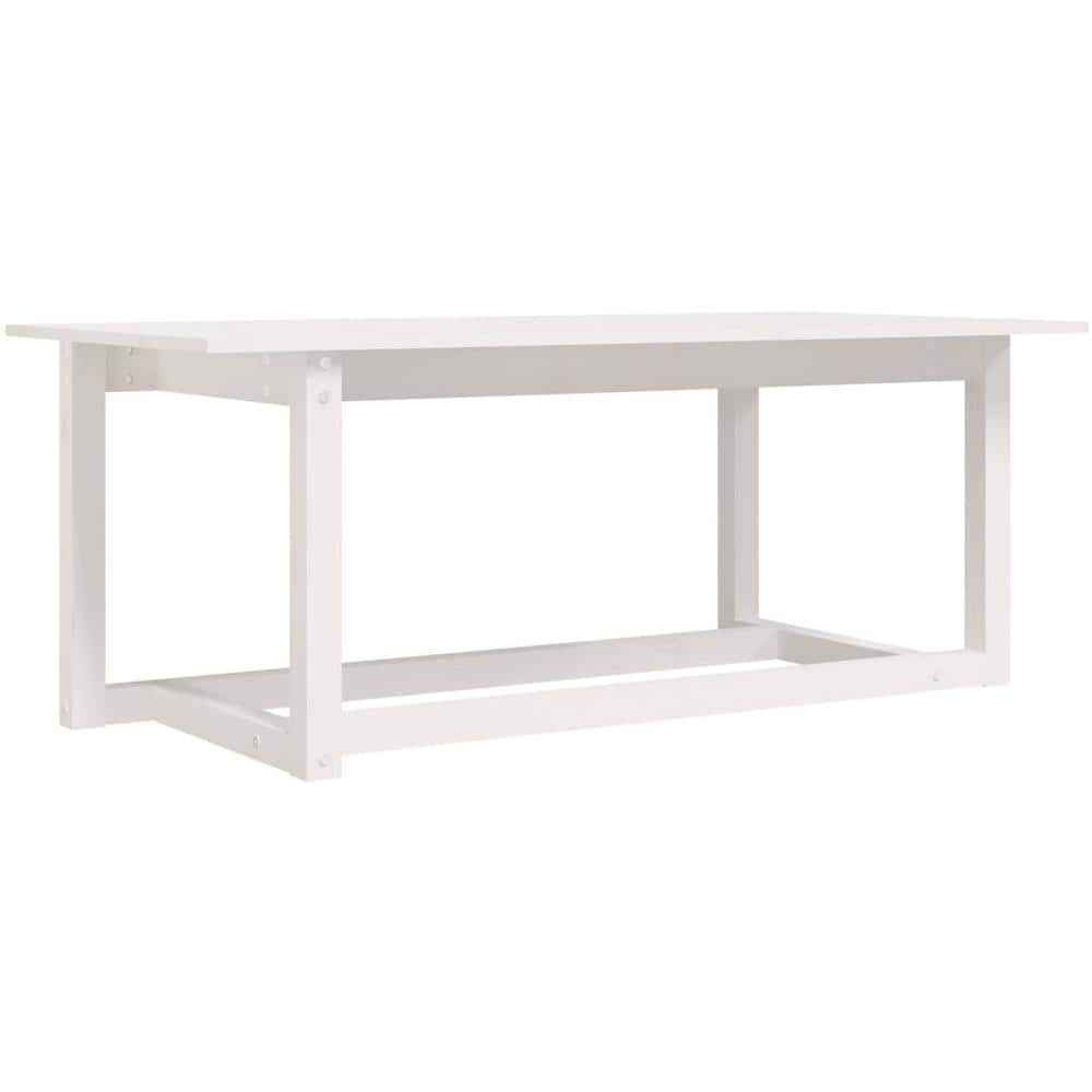Tavolino da Salotto Bianco 110x55x45 cm Legno Massello di Pino - Foto 1
