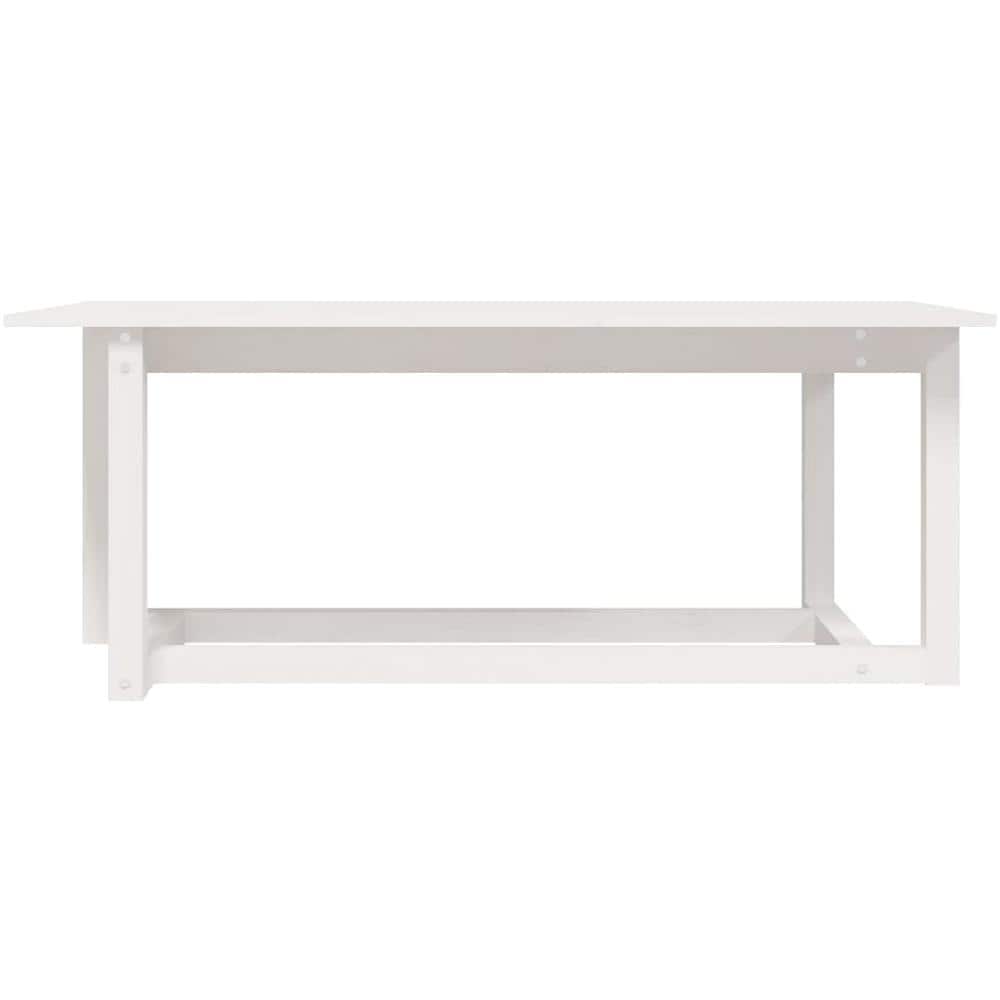 Tavolino da Salotto Bianco 110x55x45 cm Legno Massello di Pino - Foto 7