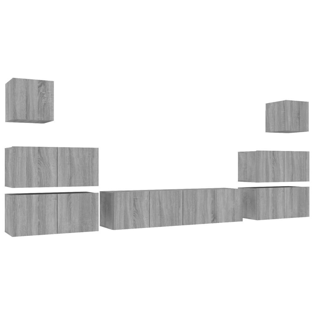 Set Mobili Porta Tv 8pz Grigio Sonoma In Legno Multistrato - Foto 2