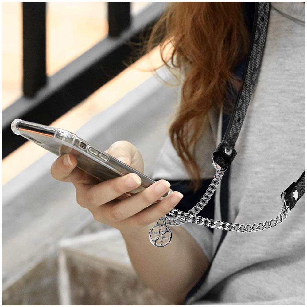 Cinturino Tracolla Per Smartphone Lungo 150 Cm Con Gancio Guess Argento / Nero - Foto 2