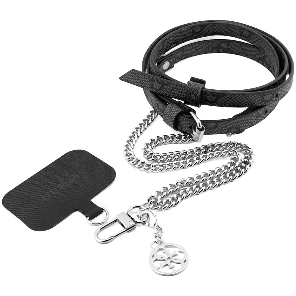 Cinturino Tracolla Per Smartphone Lungo 150 Cm Con Gancio Guess Argento / Nero - Foto 1