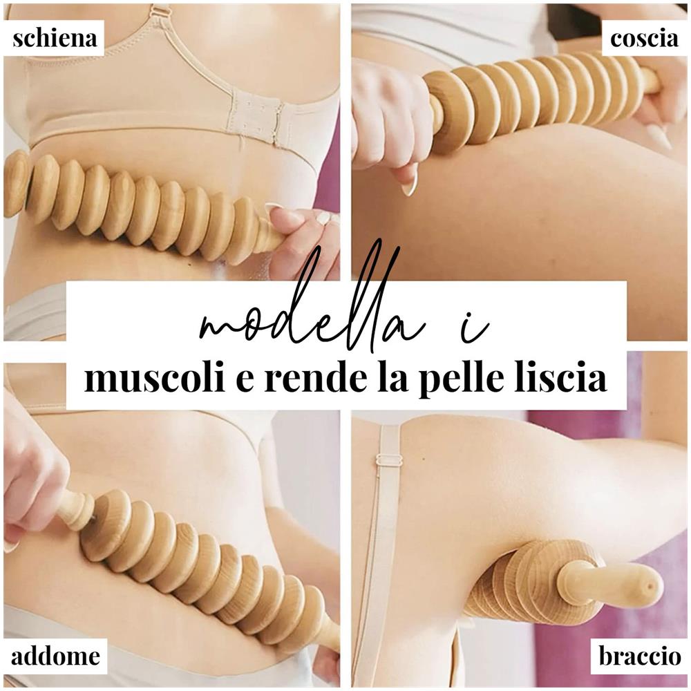 Rullo Massaggiatore In Legno A Disco Per La Cellulite, Drenaggio Linfatico E Maderoterapia - Foto 2