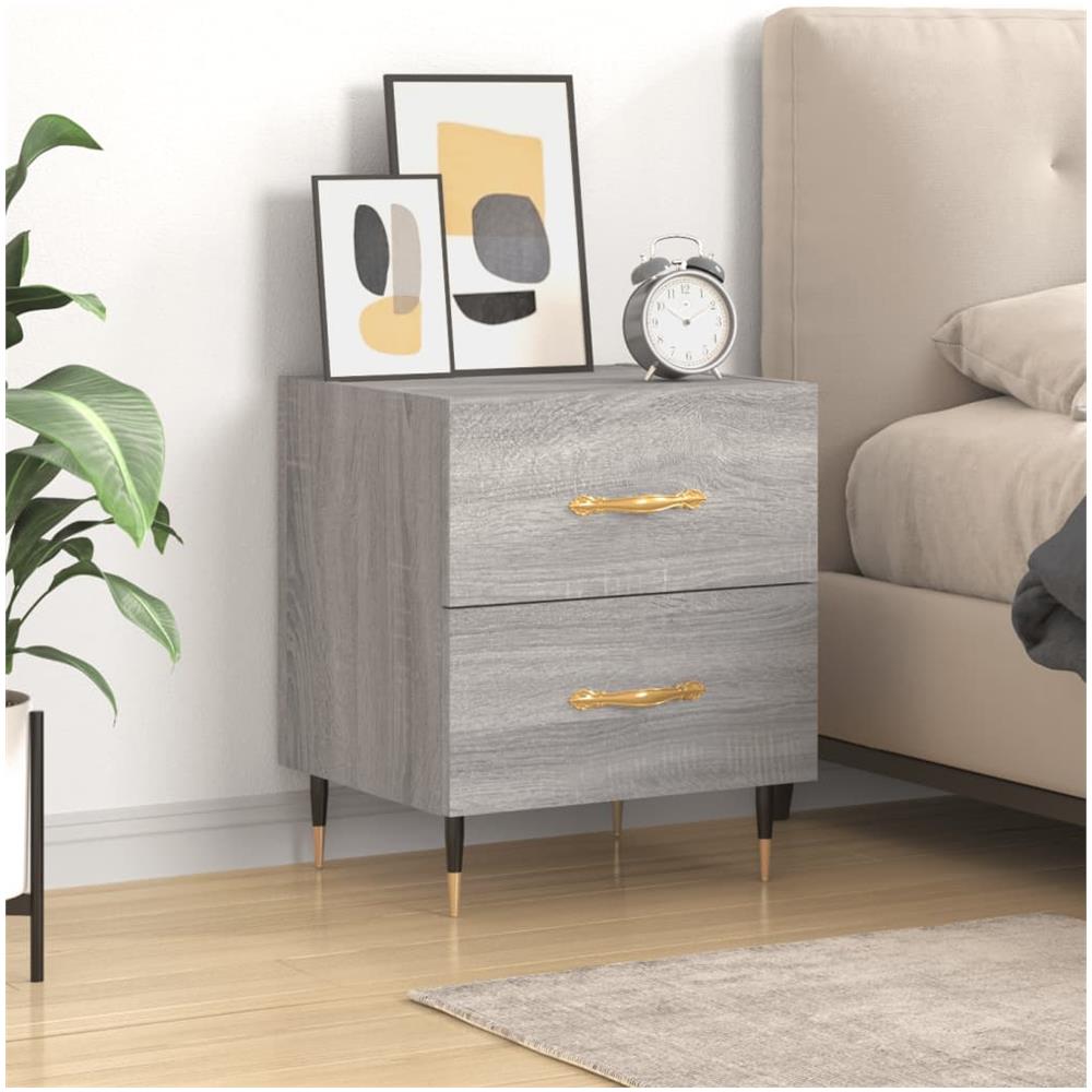 Comodino Grigio Sonoma 40x35x47,5 Cm In Legno Multistrato - Foto 1