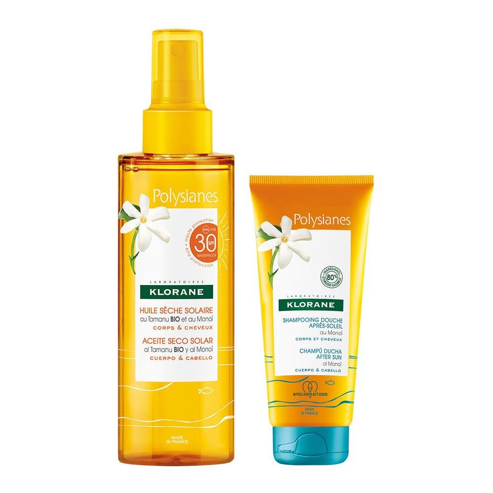 Olio Secco Solare Spf30 + Shampoo Doccia Doposole Al Monoi Offerto 150ml +75ml Polysianes Klorane - Foto 1