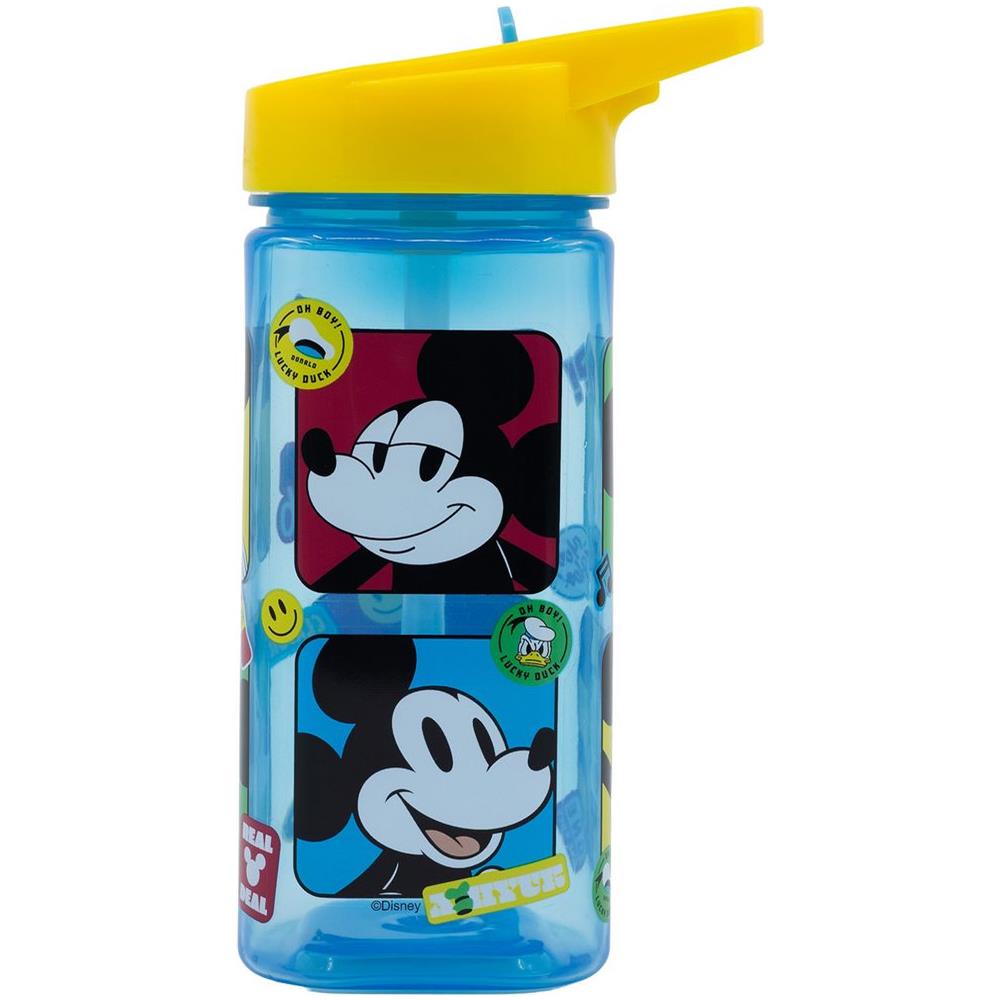 Disney Borraccia Azzurra Per Bambini In Plastica Mickey Mouse Topolino 510 Ml Con Cannuccia Che Previene Le Perdite - Foto 2