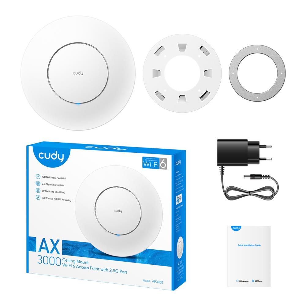 Punto di Accesso Wireless Gigabit PoE WiFi 6 AX3000 Porta 2.5G Montaggio a Soffitto, AP3000 P - Foto 7