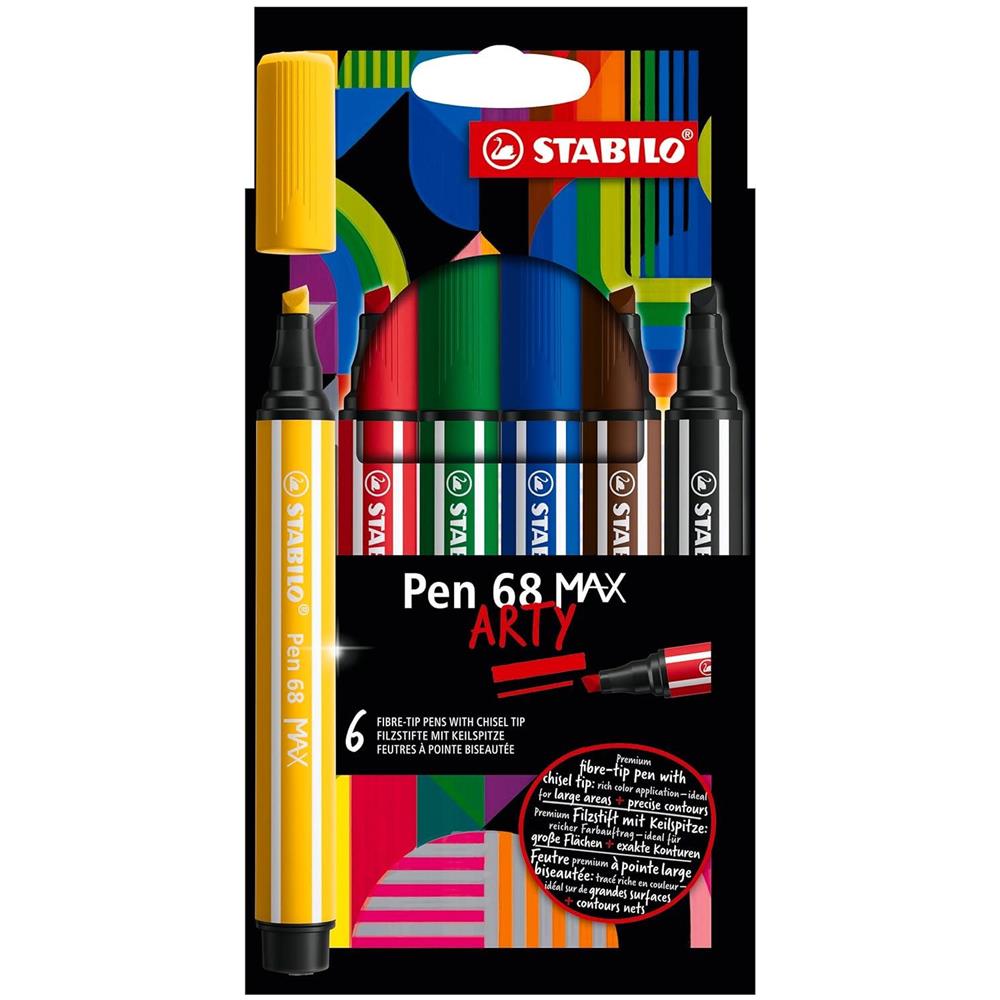 Pen 68 MAX - Pennarello Premium a tratto doppio (1 + 5 mm) - ARTY - Astuccio da 6 - Colori assortiti - Foto 1