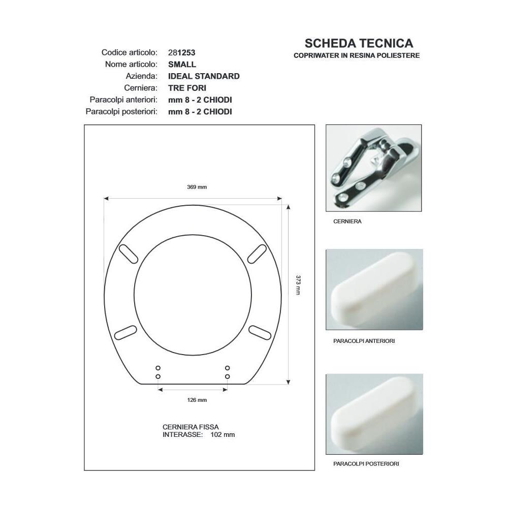 Copriwater Ideal Standard Small Bianco Euro Cerniera Cromo-sedile-asse Wc - Foto 2