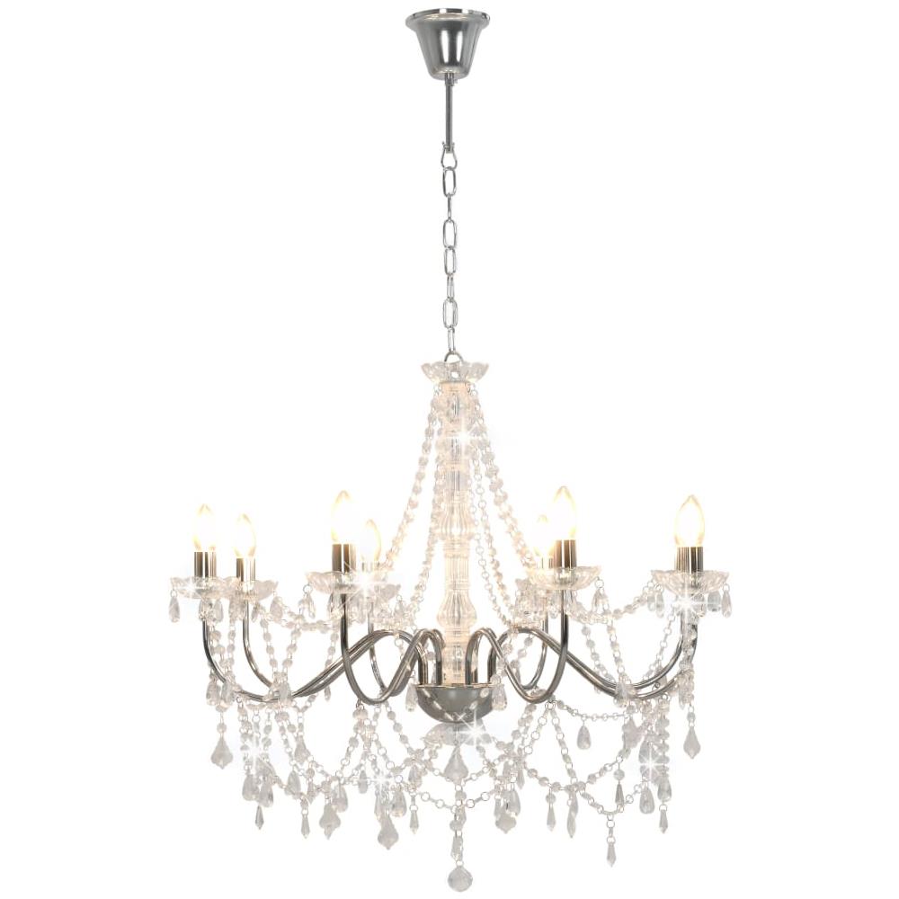 Lampadario Con Perline Argento 8 Lampadine E14 - Foto 7