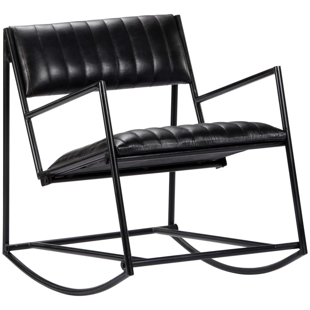Sedia A Dondolo Nera In Vera Pelle - Foto 2