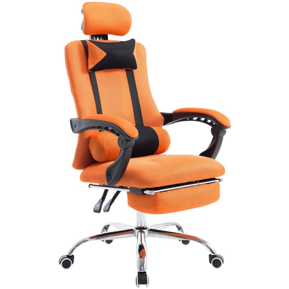 Poltrona da Ufficio Fellow in Tessuto a Rete - Sedia Studio Reclinabile con Doppio Cuscino I Poltrona Gaming Ergonomica con Poggiapiedi Allungabile e Ruote I Portata Max 115 kg Arancione - Foto 1