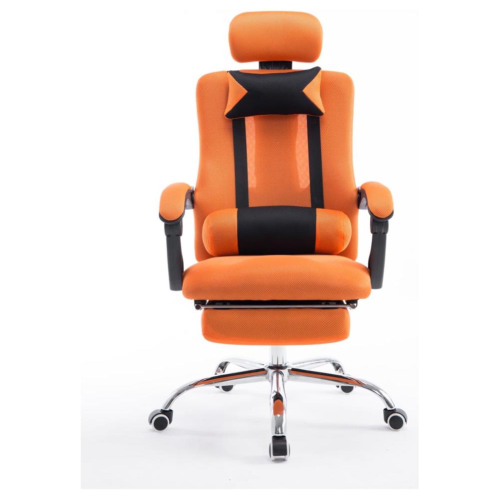 Poltrona da Ufficio Fellow in Tessuto a Rete - Sedia Studio Reclinabile con Doppio Cuscino I Poltrona Gaming Ergonomica con Poggiapiedi Allungabile e Ruote I Portata Max 115 kg Arancione - Foto 2