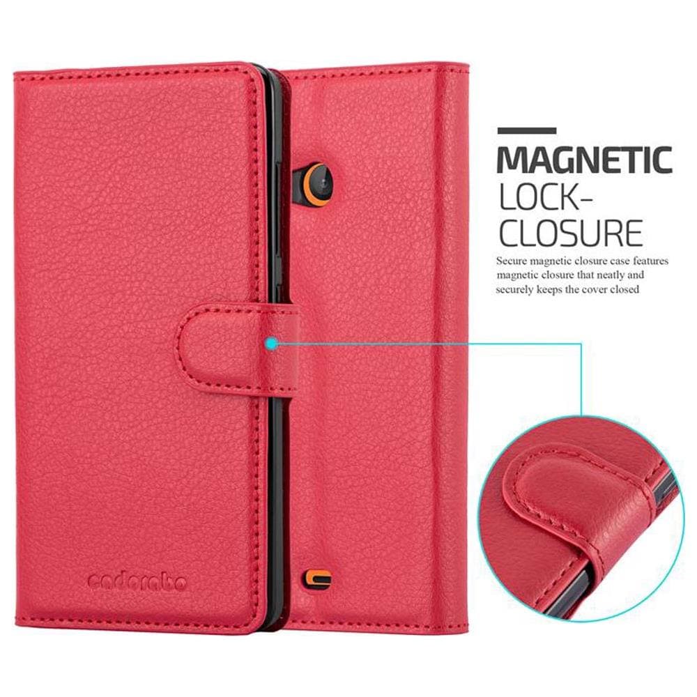 Custodia Compatibile Con Nokia Lumia 540 In Rosso Carminio - Coperchio Protettiva Con Chiusura Magnetica, Funzione Stand E Tasca Per Le Carte - Foto 2