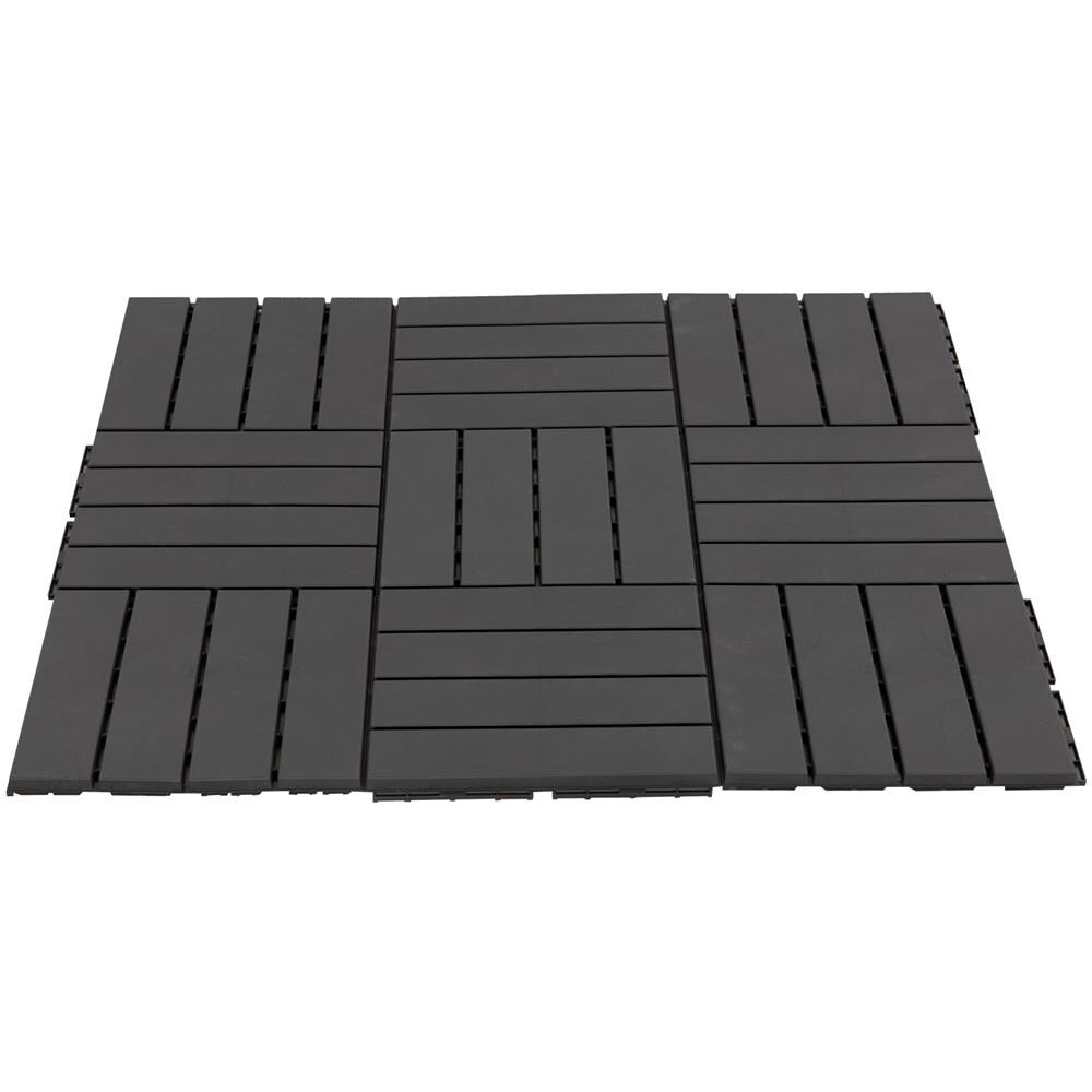 Set 9 Mattonelle A Incastro Per Terrazzo, 30x30x2cm, 0.81 Mq, Nero - Foto 1