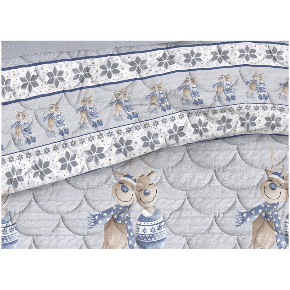 Trapunta Piumone Invernale Linea Pensieri Delicati Disegno Renna Blu Matrimoniale Blu - Foto 2
