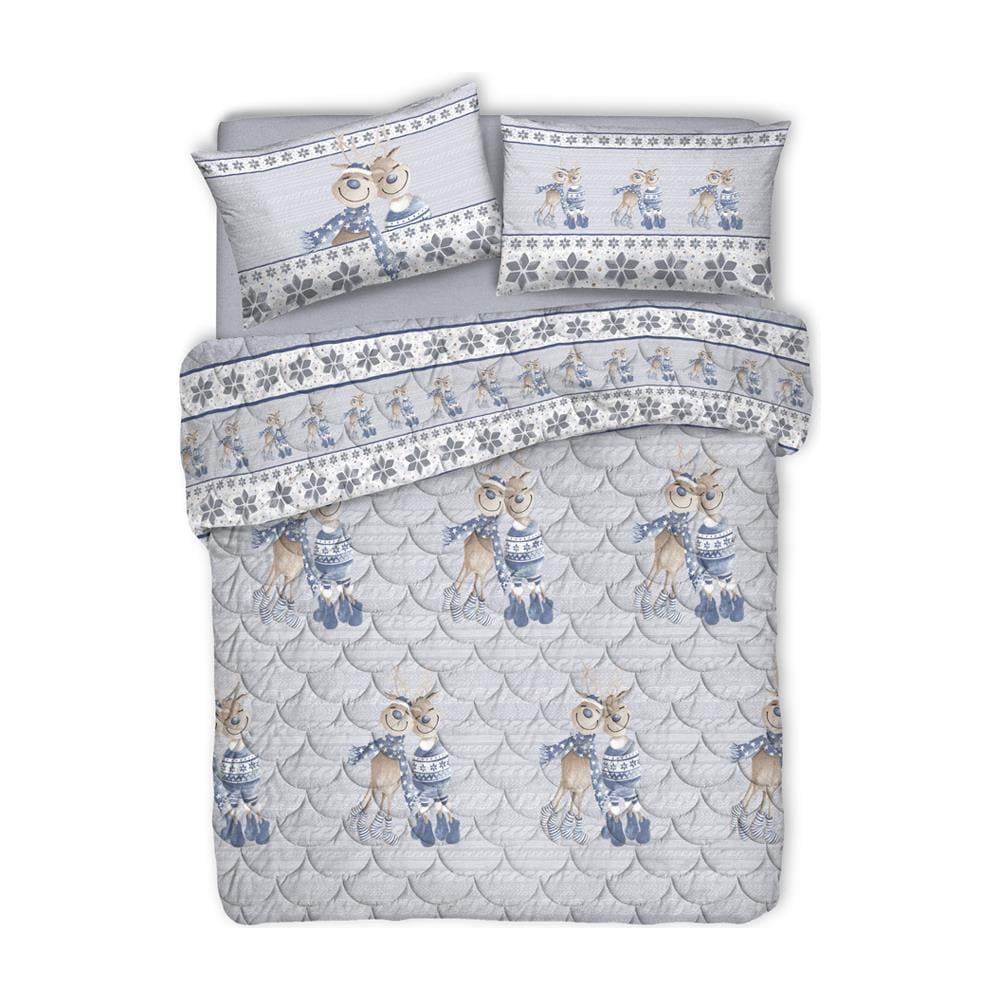 Trapunta Piumone Invernale Linea Pensieri Delicati Disegno Renna Blu Matrimoniale Blu - Foto 1