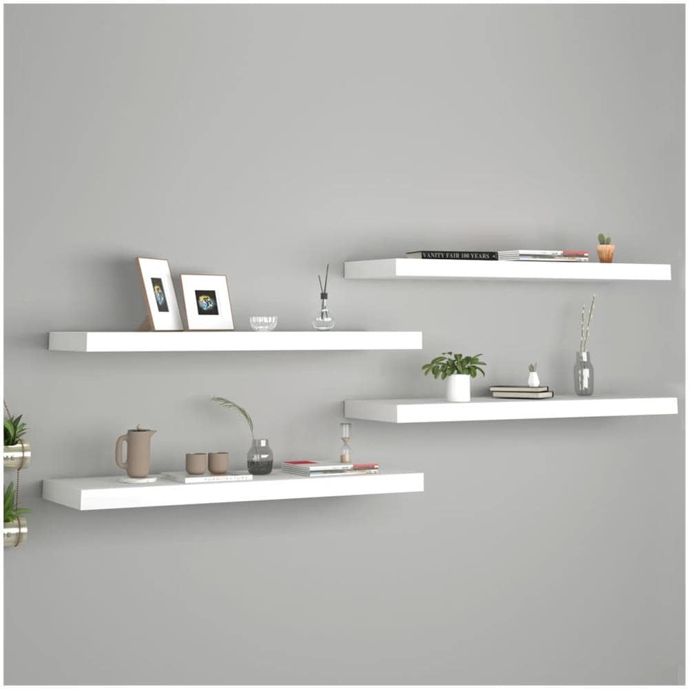 Scaffali A Parete 4 Pz Bianco 80x23,5x3,8 Cm In Mdf - Foto 1