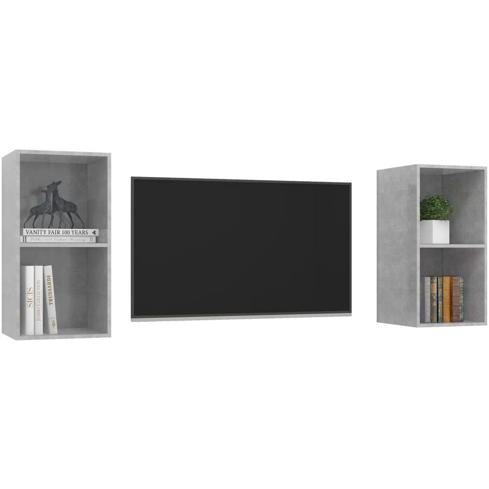 Mobile TV a Parete 2 pz Grigio Cemento in Truciolato - Foto 2