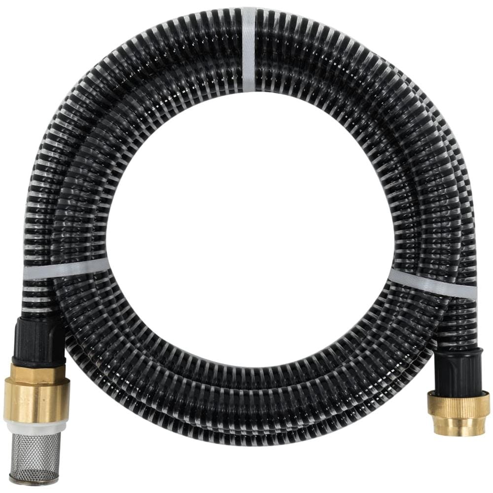 Tubo di Aspirazione con Connettori in Ottone 10 m 25 mm Nero - Foto 1