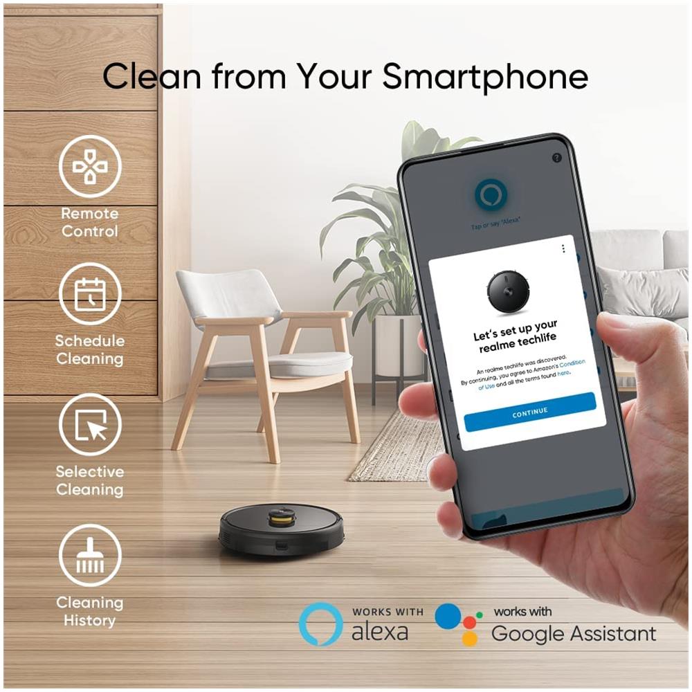 Robot Aspirapolvere Techlife Sistema Navigazione LiDAR Capacità 0,6 Litri Potenza 3000 Pa Batteria Ricaricabile 5200 mAh Colore Nero - Foto 9