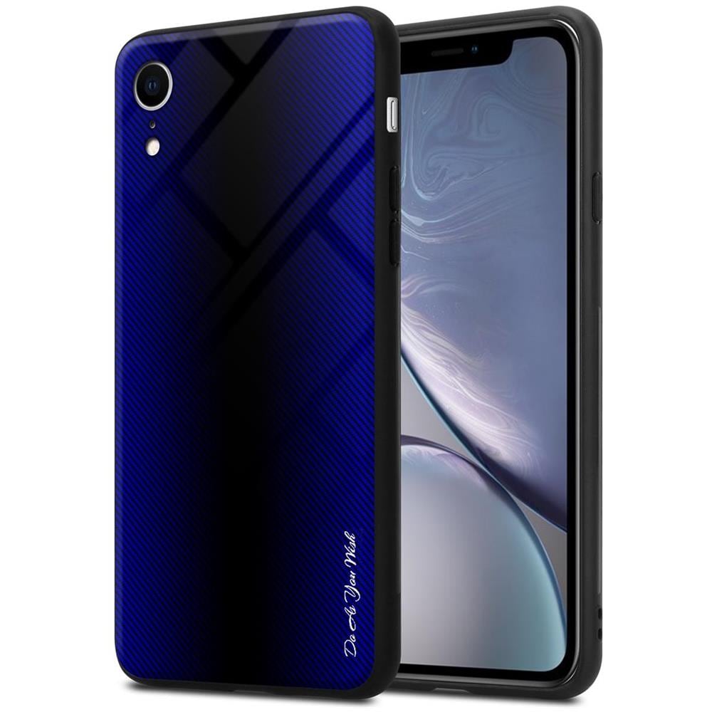 Custodia Compatibile Con Apple Iphone Xr - Ottica A Strisce In Cobalto Viola - Coperchio Protettivo In Vetro Temperato E Silicone Tpu - Foto 1